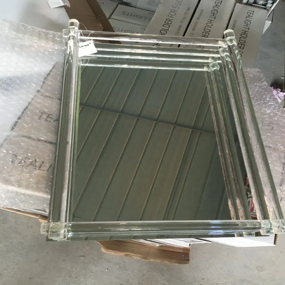 wholesale glass platter with mirror made in China