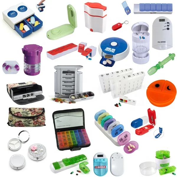 Logo customized Portable 7 Days 14 Compartment Colorful Plastic Pill Box