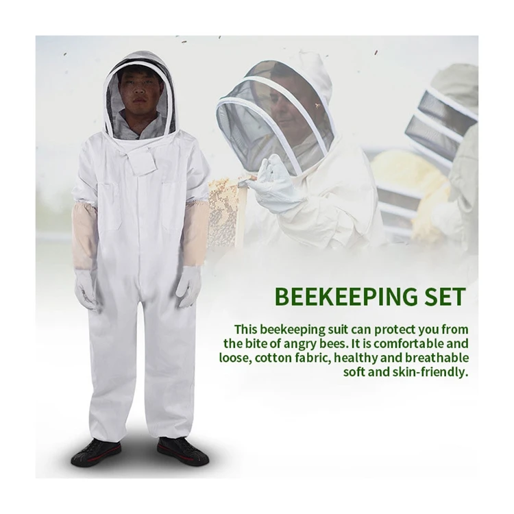 Wholesale direct sales new trend white polyester cotton overalls thick bee keeping clothes protection bee suit beekeeper outdoor