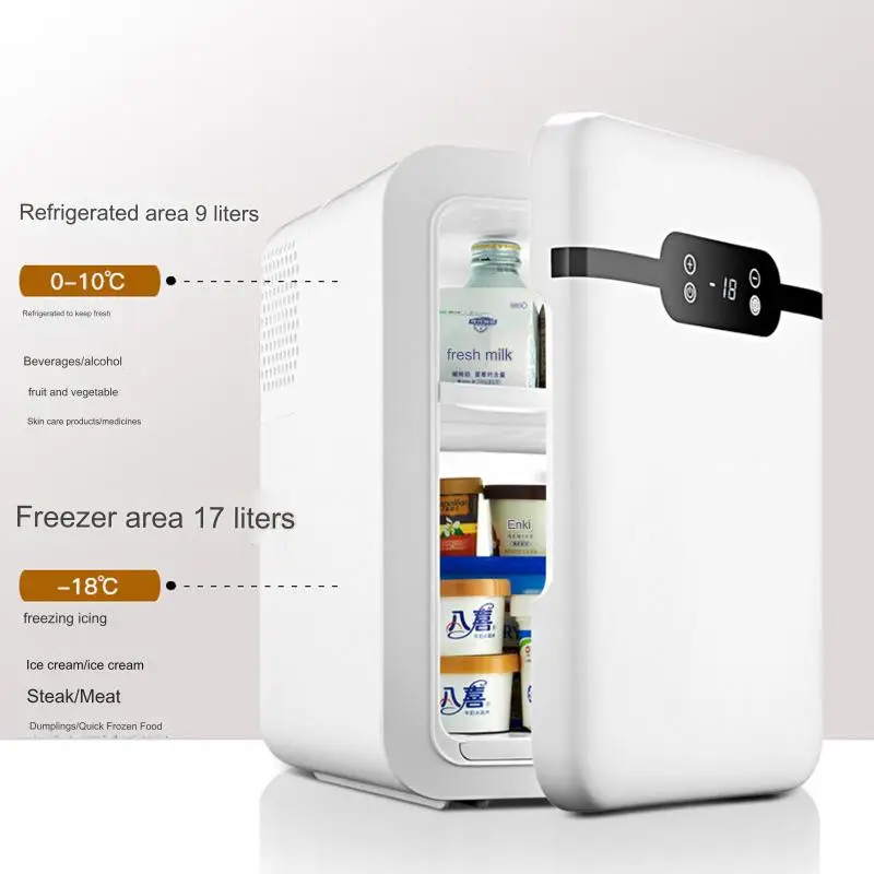 Custom logo Home use 26L mini fridge Double Door car freezer portable combined freezer and refrigerators for hotel