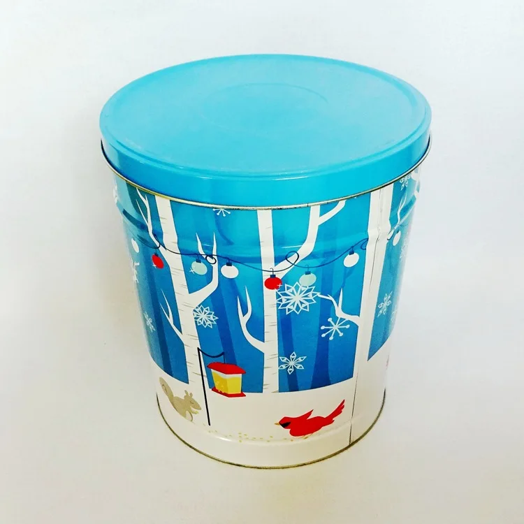 Wholesale Food grade Metal Round  Hallowmas USA Market New Design Empty Popcorn Tin Can Coffee Bscuit Box Cookie Can