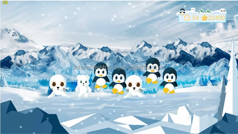 Winter Christmas Gift Snow ball theme interactive wall floor games indoor interactive game with  interactive system 7 free games