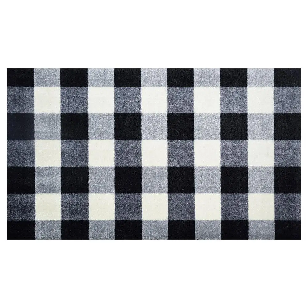 Wholesale Hand Woven Cotton Black and White Check Buffalo Plaid Rug