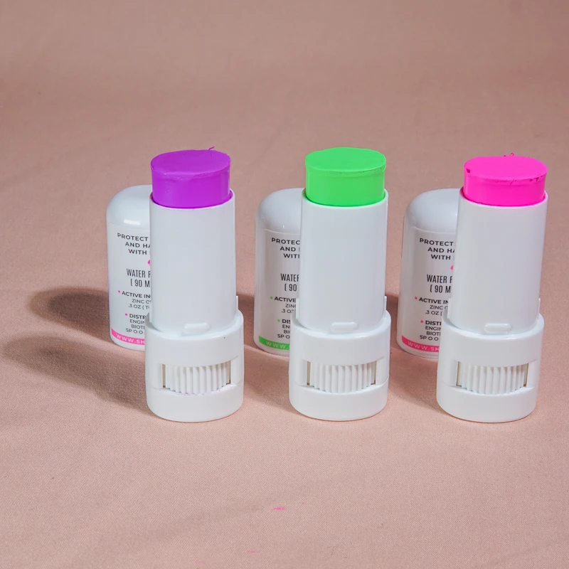 SMETA GMPC factory custom mineral colored glow zinc sunblock spf 50 stick OEM private label 15ml sunscreen sticks