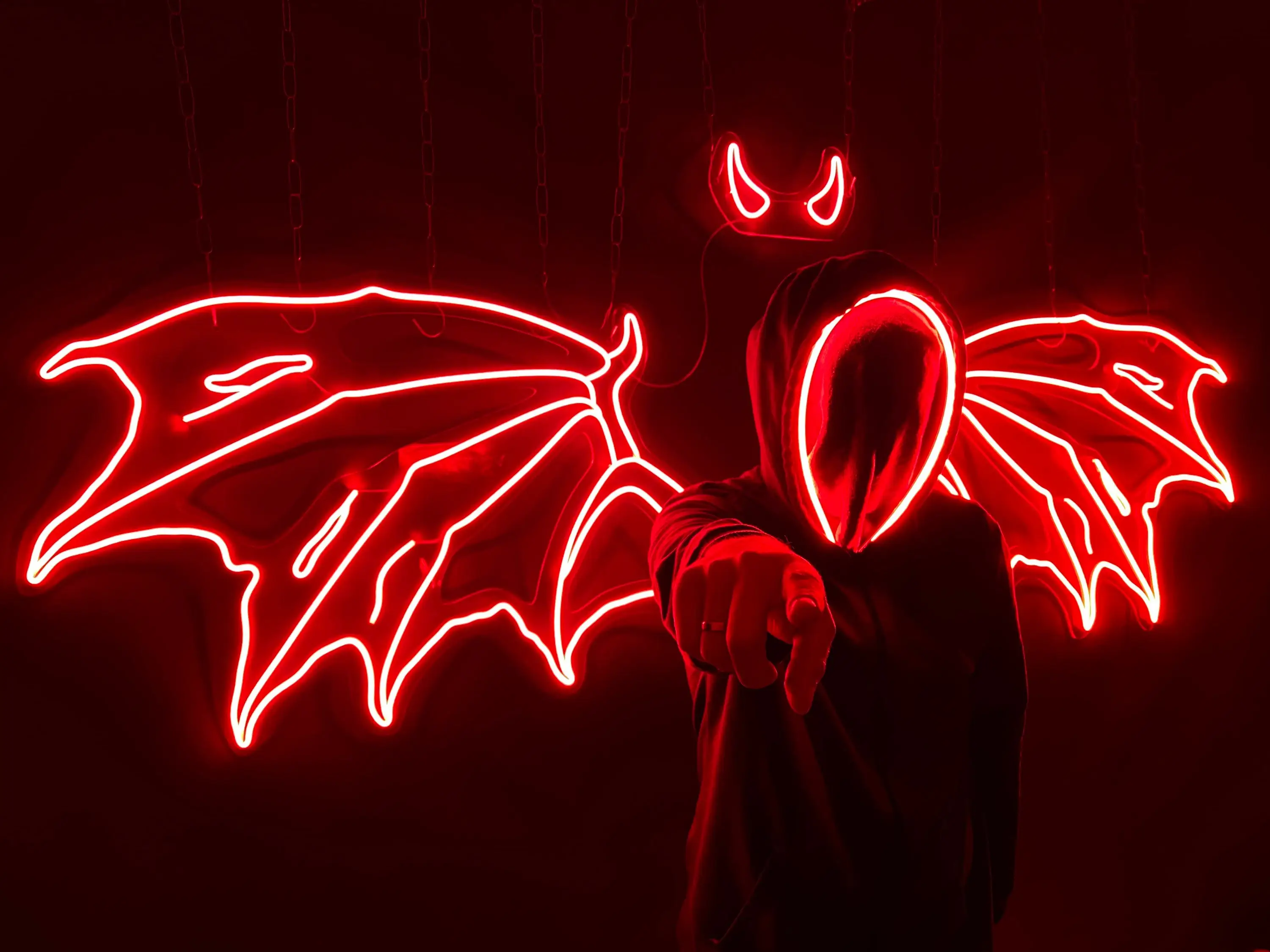Devil Wings Neon Sign For Cosplay And Photo Halloween Angel Wings Demon Horns And Tail Custom Neon Sign Anime LED Neon Sign