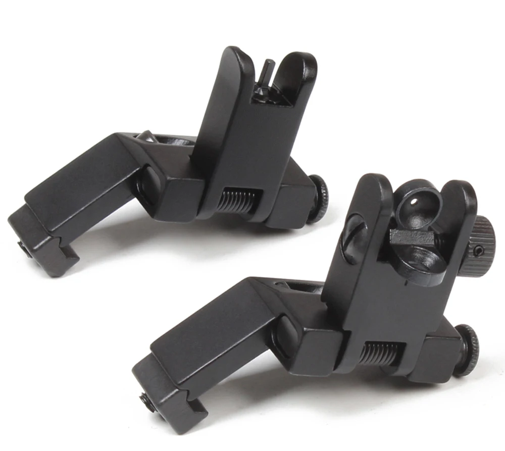 NcDe Amazon Hot Selling Standard AR15 Front and Rear Flip up 45 Degree Rapid Transition Backup Iron Sight