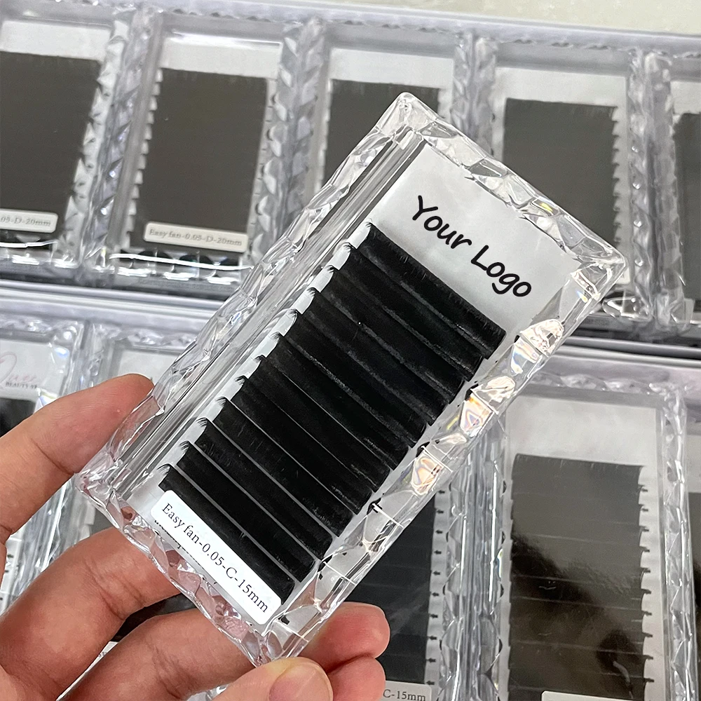 J B C D Curl 8-25mm Black Matte Easy Fan Private Label Cashmere Lash Trays Premium Russian Volume Eyelash Extension