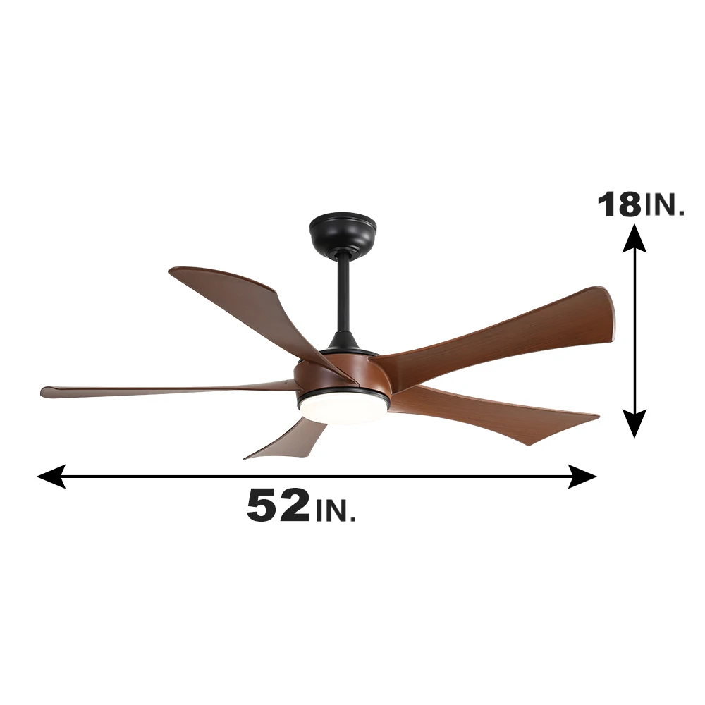 52 Inch 5 Blade Large Black Industrial Ventilation Ceiling Fan Modern Smart Ceiling Fan Light 2024