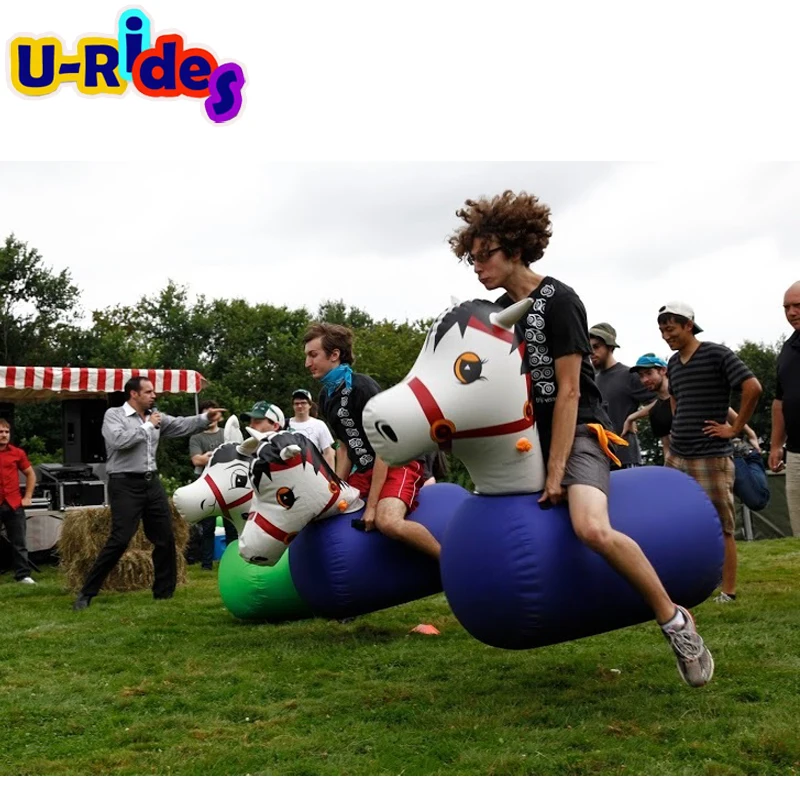Funny derby inflatable horse racing game airtight inflatable Pony Horse For Riding team building game
