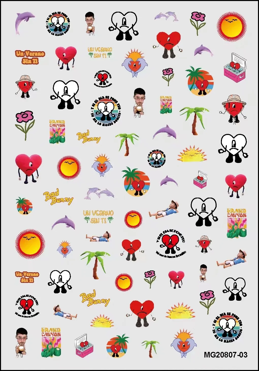 New MG series karol g nail decals bad bunny Nail adhesive stickers