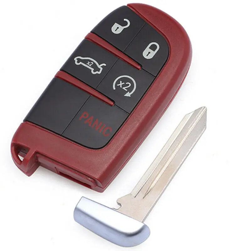 Red 5 Button Replacement Remote Key Shell Car Fob for Dodge Chrysler Jeep - M3N-40821302
