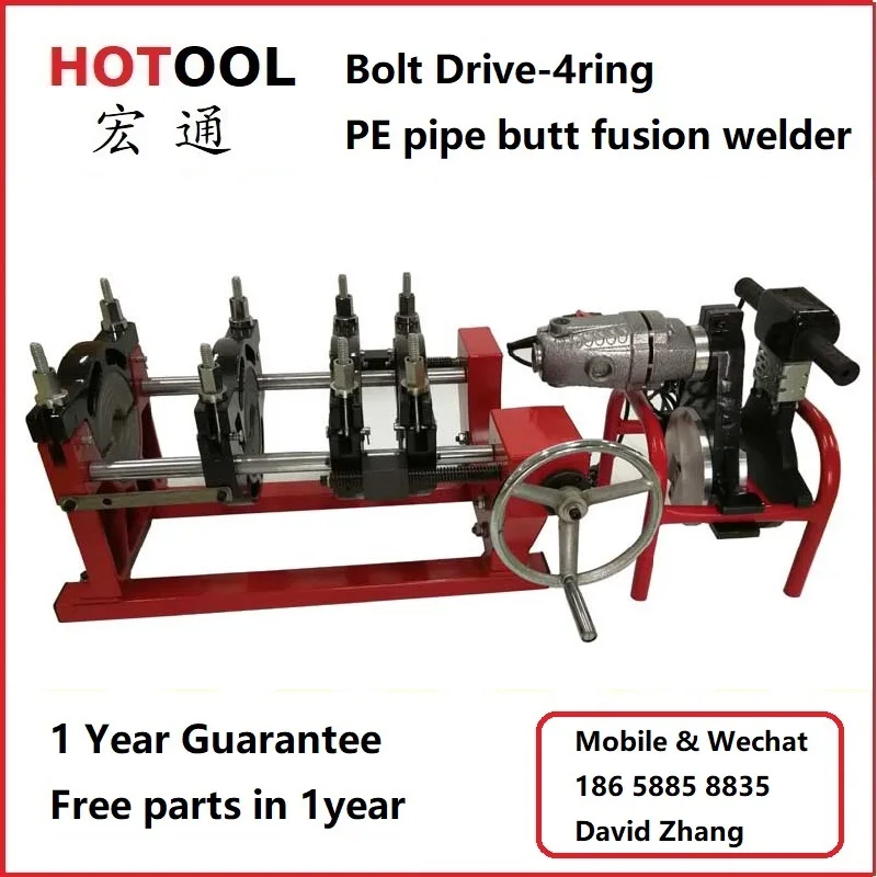 50-200mm hdpe pipe butt fusion welding machine,bolt drive, 2 terminal clamps
