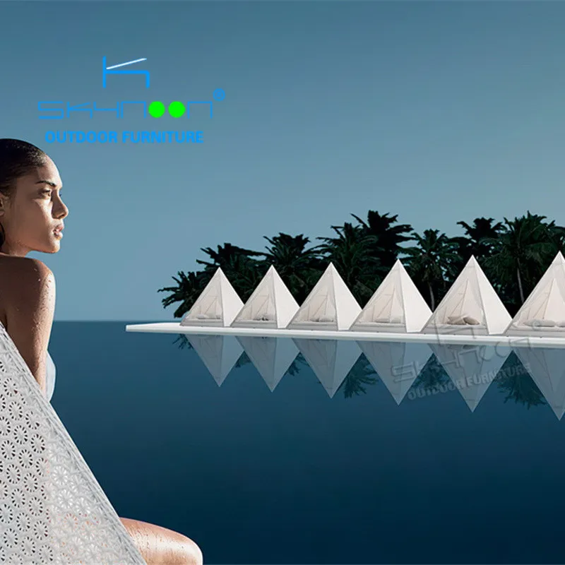 hotsale modern pyamidal cocoon shaped chair outdoor wicker rattan daybed with canopy(26003)