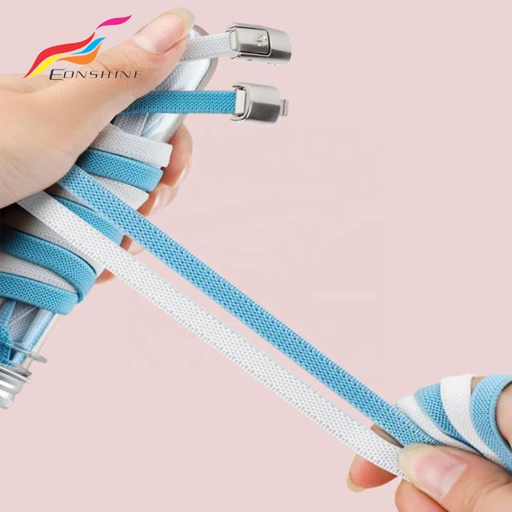 The Newest One Touch Switch No Tie Flat Lazy Tying Free Elastic 8mm Press Lock Shoelaces