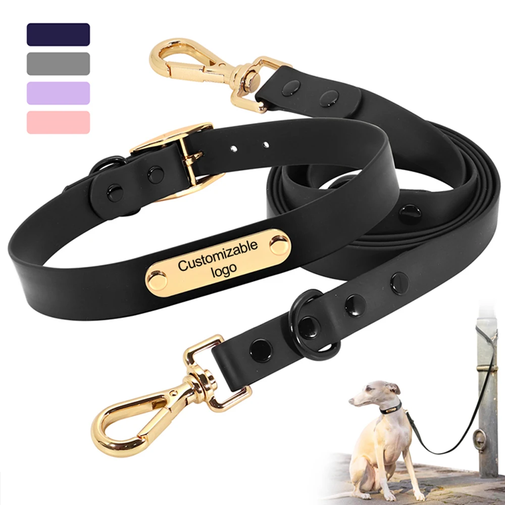 Customized Logo Colour Waterproof Durable PVC Dog Leash for Walking Luxury Fashion PVC Dog Collar Leash Set