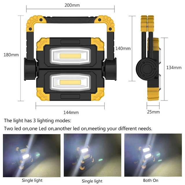 
High Quality Super Bright 900 Lumen 20W COB Flood Light USB Battery Waterproof Led Work Light Factory Direct Sale 