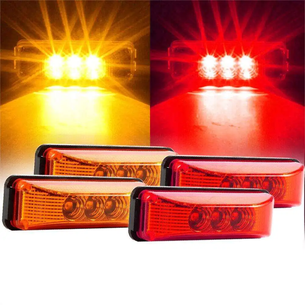 4 inch x1 inch 3 LED Side Marker Light Indicator Lamp  LED Marker & Clearance Light truck side maker lights Trailer Truck Fender