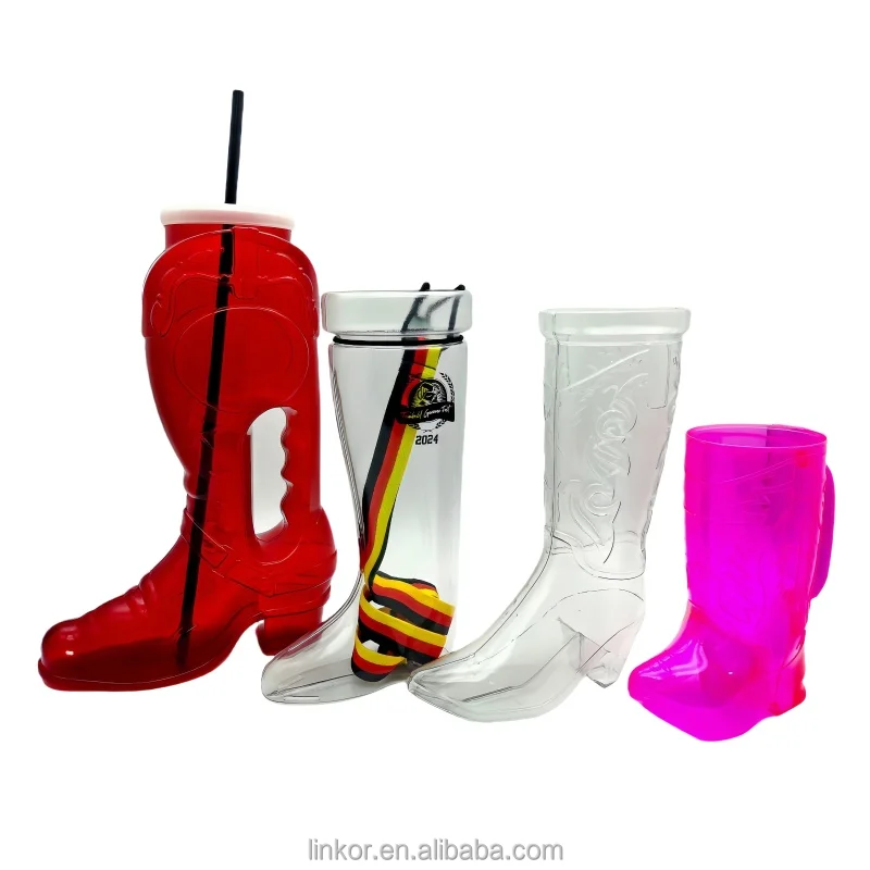 The competitive price of plastic has produced 1L large capacity boot shaped glass beer cups and boot shaped beer boots glass