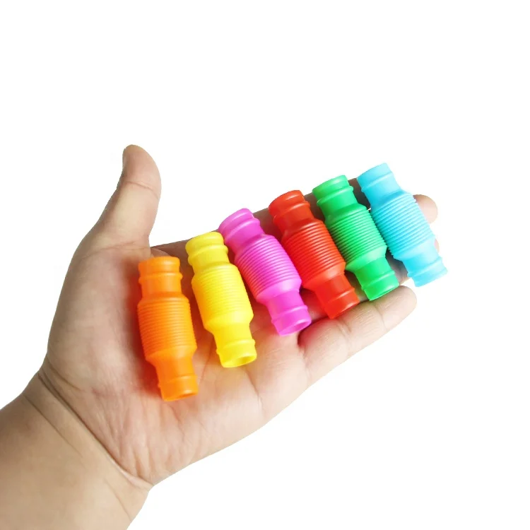 Colorful stretch plastic mini Pop Tube DIY Building Fidget Pipe Toy