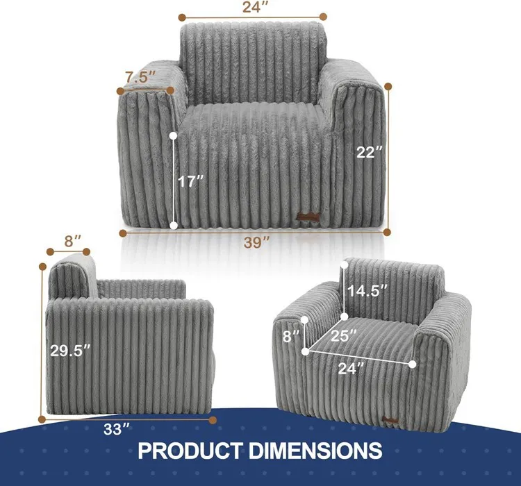 Modular Living Room Foam Loveseat Plush Comfy Two-seat BeanBag Chair Adults Large Fluffy Bean Bag Chairs with Armrest