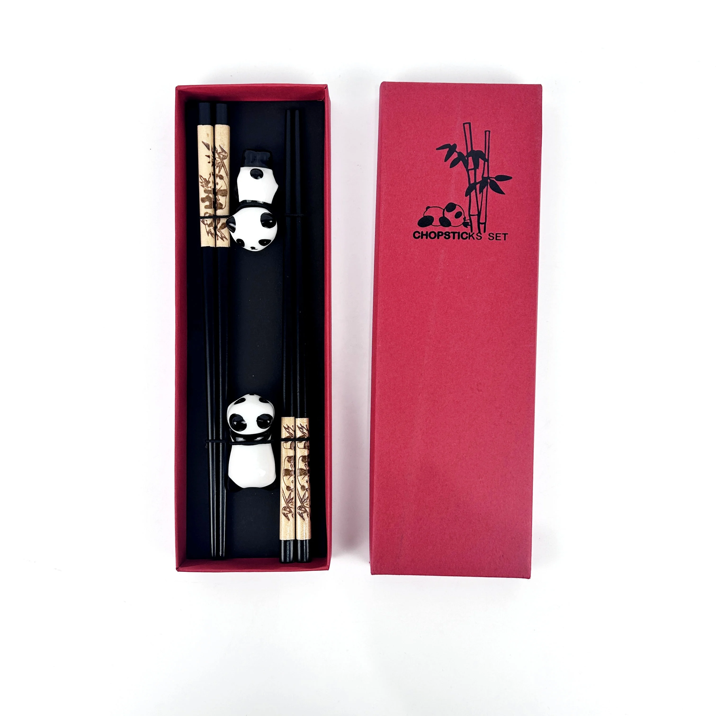 Chopsticks Reusable Panda Gifts With Cute Chopstick Rest engrave chinese panda Chopsticks  Anniversary Gift for Couple