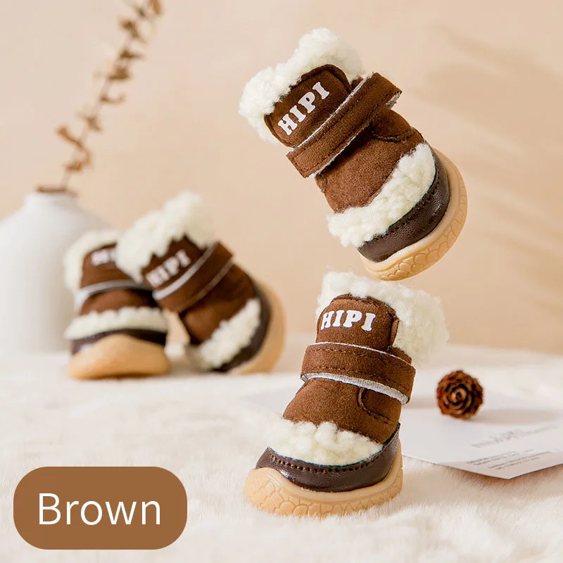 [Elosung]Dog Fleece Shoes Winter Boots for Dogs Cats Outdoor Pet Snowshoes Lightweight Boots Warm Dog Boots Waterproof Anti-slip