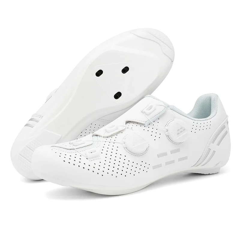 2024 comfortable fashion new Hard-Soled Nylon Road Lock Small White Shoes Breathable Bicycle Shoes Lock Shoe Set