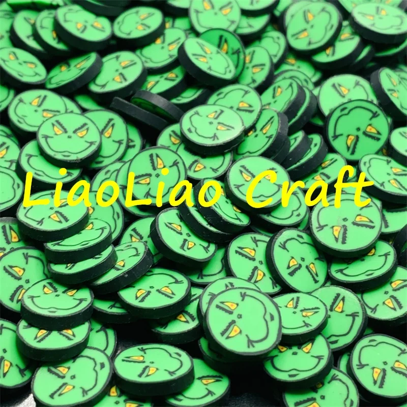 500g Mixed polymer clay Christmas Series Halloween Green monster slices for nail art decals DIY Crafts Slime Filling Accessories