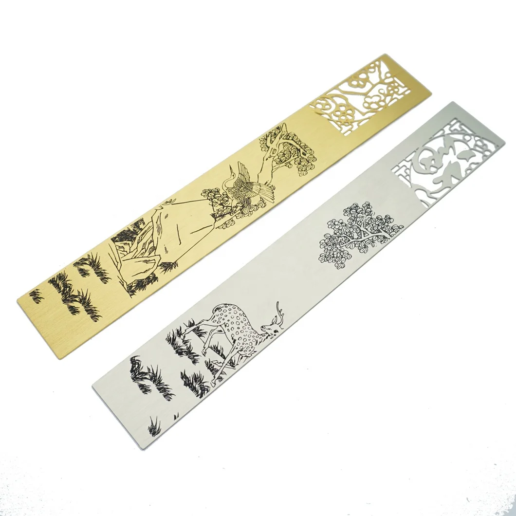 wholesale Souvenir Stainless Steel Bookmark clip Laser Cut handmade Custom logo personal gold Metal ruler Bookmark For Gift