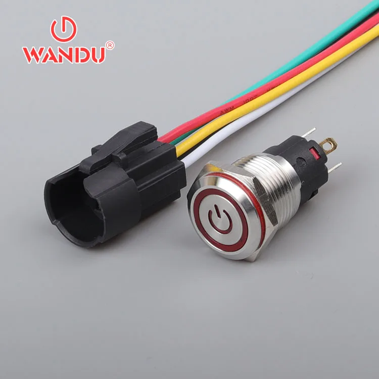 16 мм кольцо + Мощность символ переключатель 6V/12V/24V/36V/48V/110V/220V/металлический кнопочный переключатель