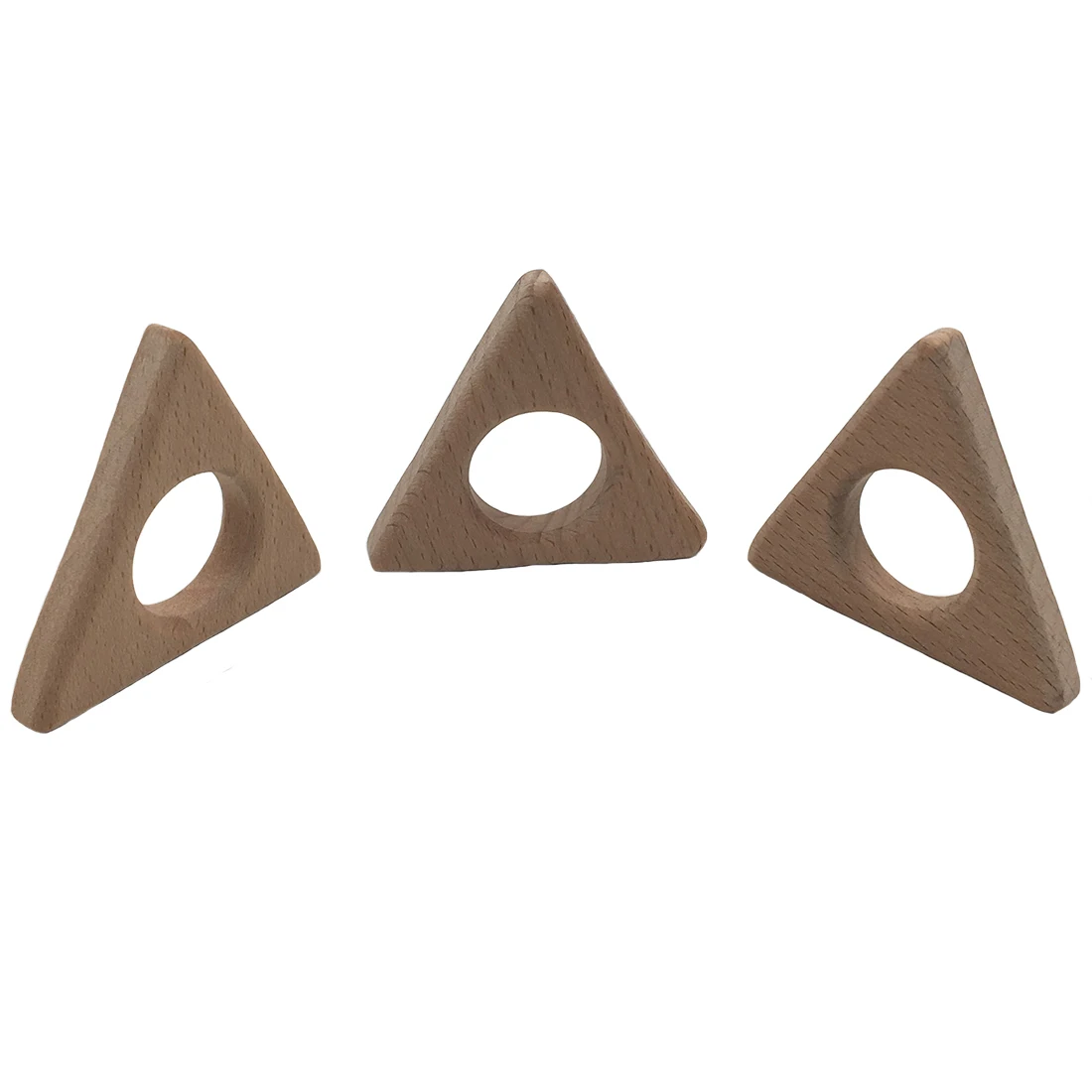 2024 Baby Animal Natural Beech Teething Wooden Beads Toy Baby Teether Gift Rattle Diy Accessories Wood Triangle Crafts
