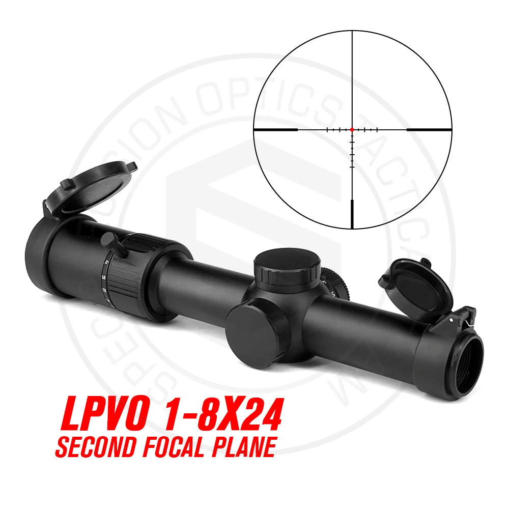 SPECPRECISION Fiber Optics Sight Scope 1-8X SFP LPVO Optic Scope Red Illuminator Reticle
