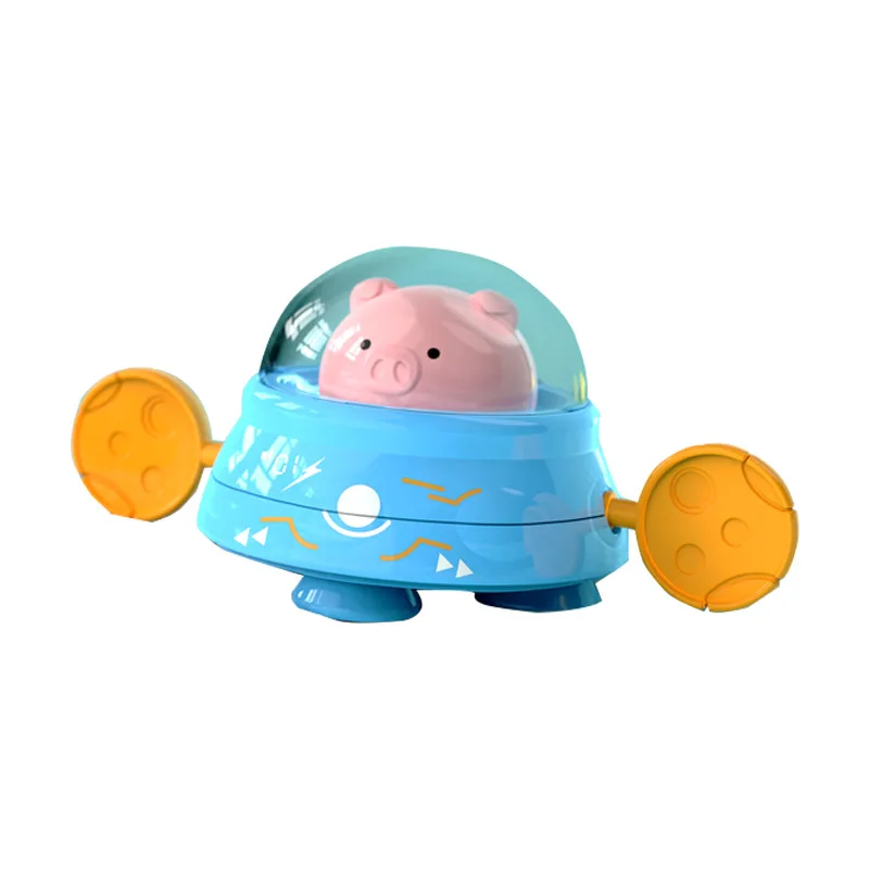 Hot selling new cute pig riding flying saucer bathtub plastic stay wire bathroom bathing and playing with water toys