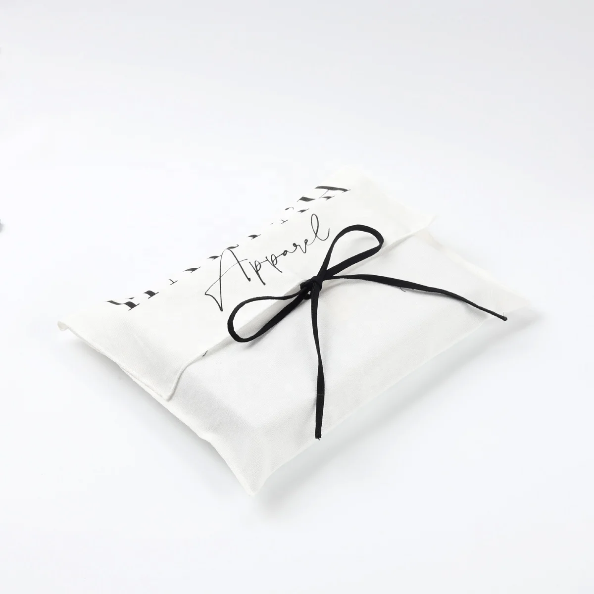 Custom Logo Printed Canvas Envelope Gift Packaging Bag Large Dust Envelope Flap Cloth Hat Pouch With Tie