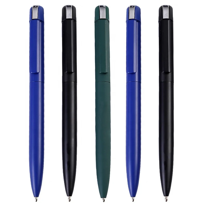Matt black metal ball pen hotel rubber covered pen with mirror Logo