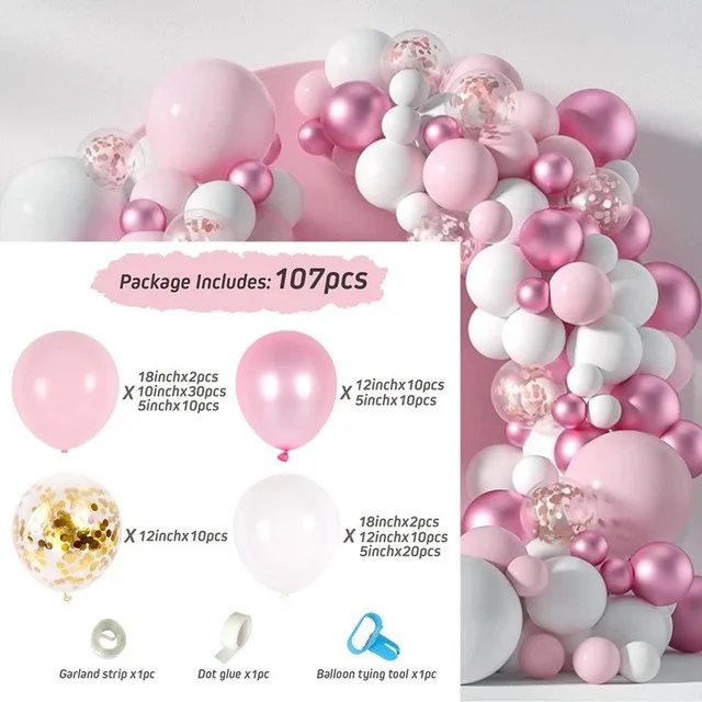 wholesale metal balloon arch pink garland happy birthday balloons set valentines day gift balloons set kit party decoration