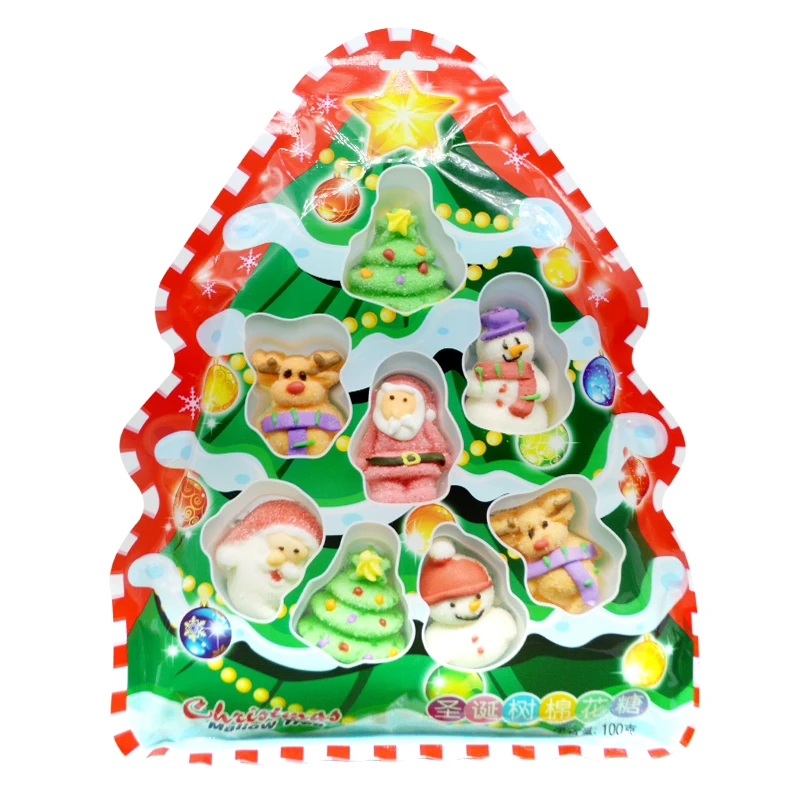 HACCP Factory Best Selling 100g Delicious Cartoon Animals Christmas Tree Fruit Flavored Cotton Candy