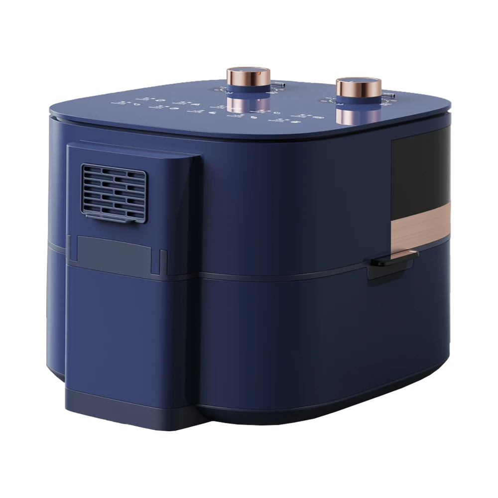 Portable 8L Air Fryer with LCD Display White Label Grey Yellow Opening Top Black 5L 6L Capacity US Plug Voltage 220V