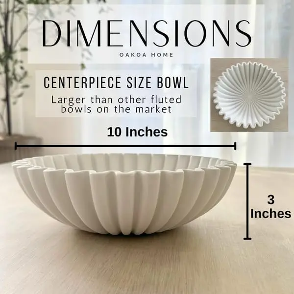 White Resin Fruit Bowls for Home Decor - Organic Modern Home Decor Concrete Bowl