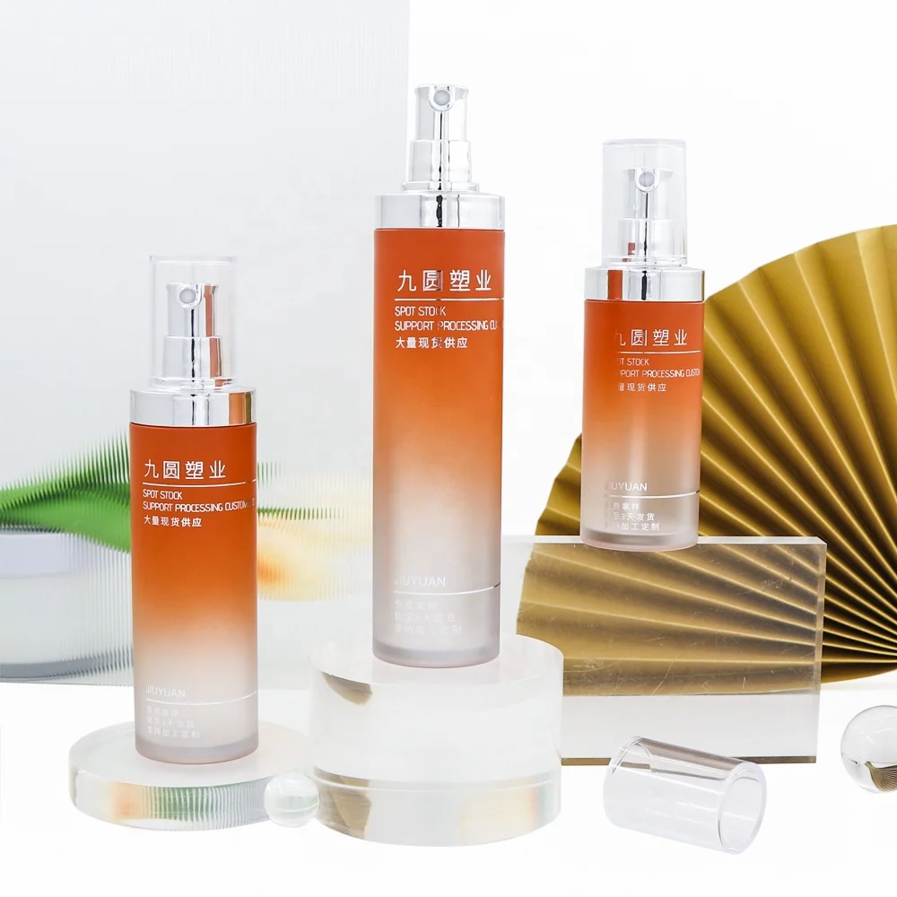 Spot Custom Diameter 40 Full Cap Spray Bottle 60/80/100ml Gradient Color Plastic Packaging Bottle Guangzhou  Cosmetic Bottle