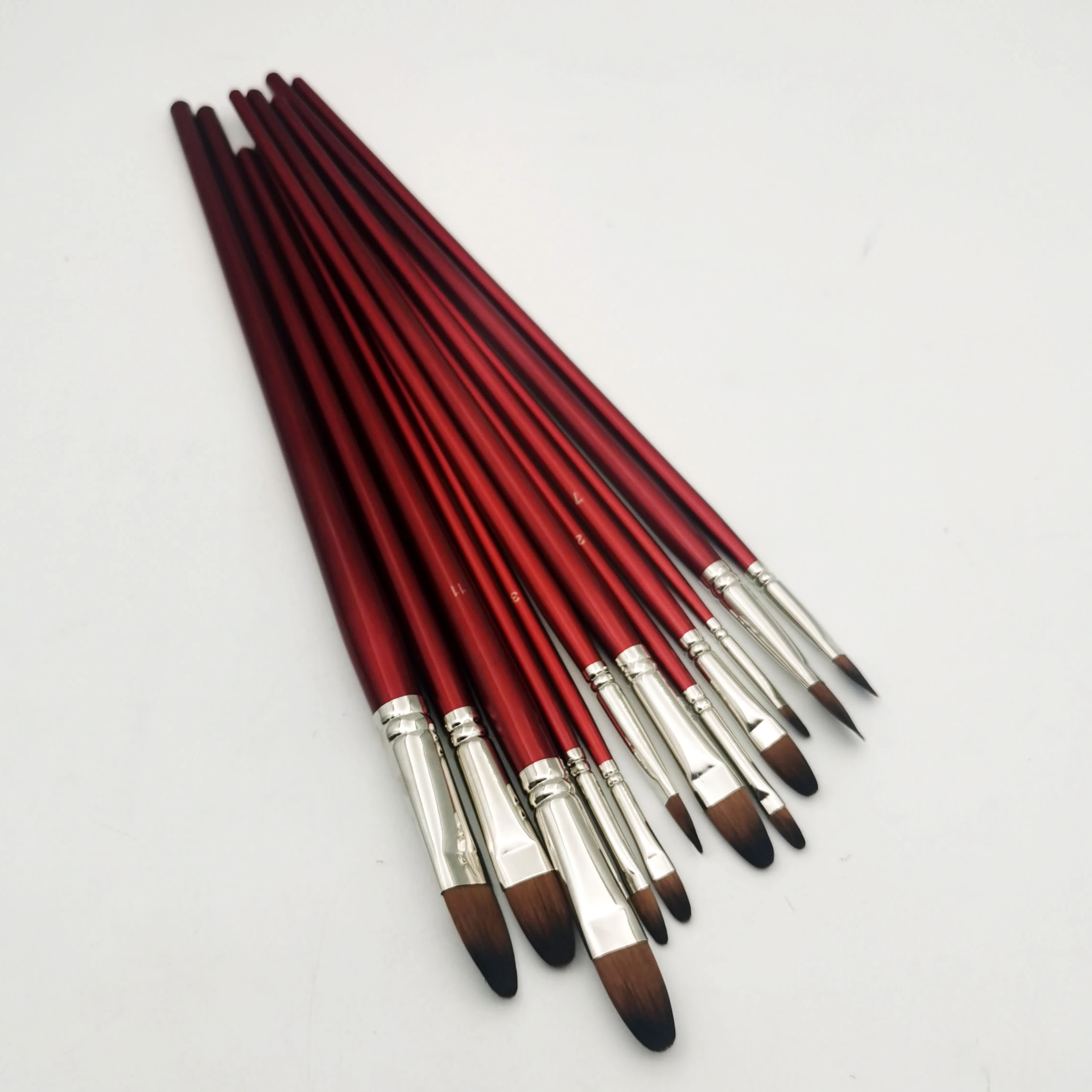 Red Handle Artist Filbert Brush Paint Brush Set Acrylic Painting kid paint brush