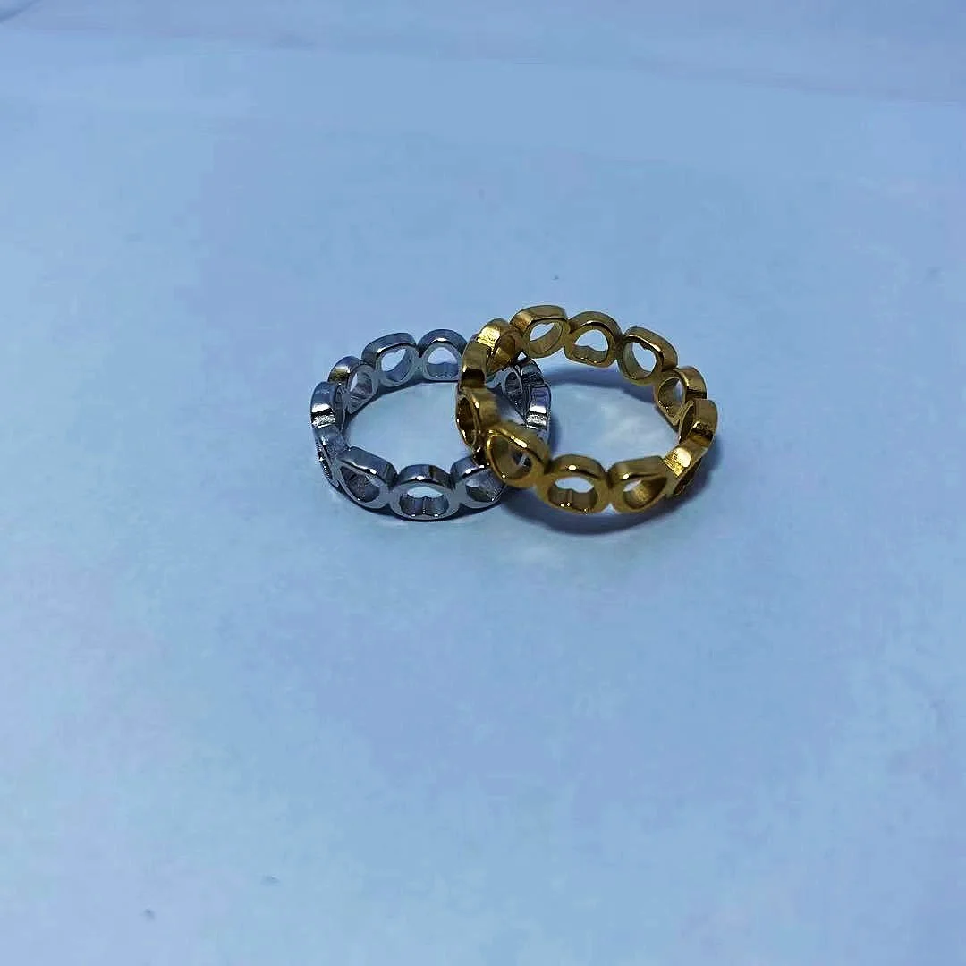European and American foreign trade jewelry fashion simple temperament love shaped hollow ring