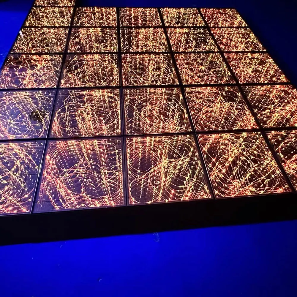 Дистанционное управление RGB Color DMX ночной клуб дискотека T-Stage Dj интерактивное зеркальное стекло бесконечный свет золотой танцпол Свадебный пол