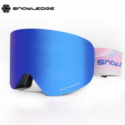 Snowledge interchangeable magnetic lens anti fog 100% uv protection youth wholesale snowboard snow ski goggles glasses