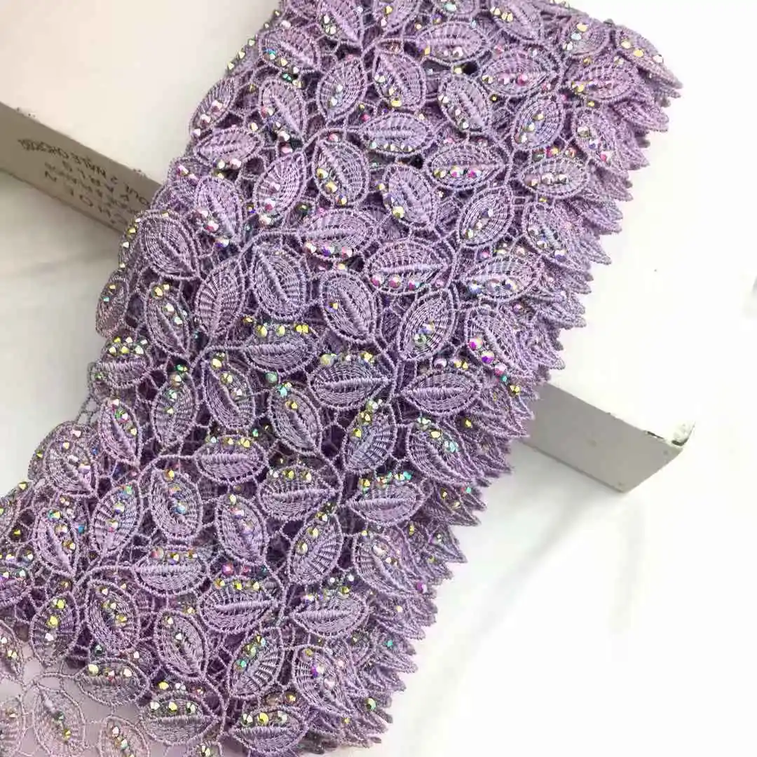 hot fix crystal rhinestone beaded milky fiber polyester cotton tassel fringe Polyester Fringe lace trimming macrame Lace