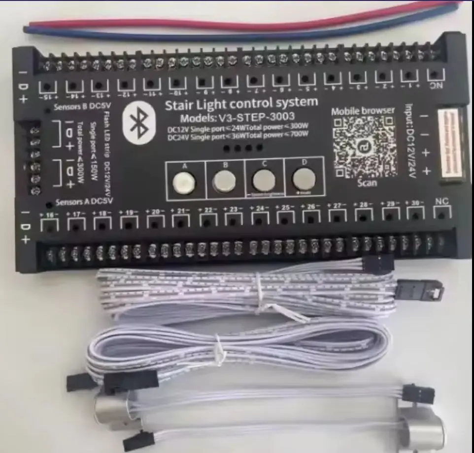 Automatic 30 led Strips Smart Stair Lighting Controller System Motion Sensor Switch LED Stairway Lighting Controller System