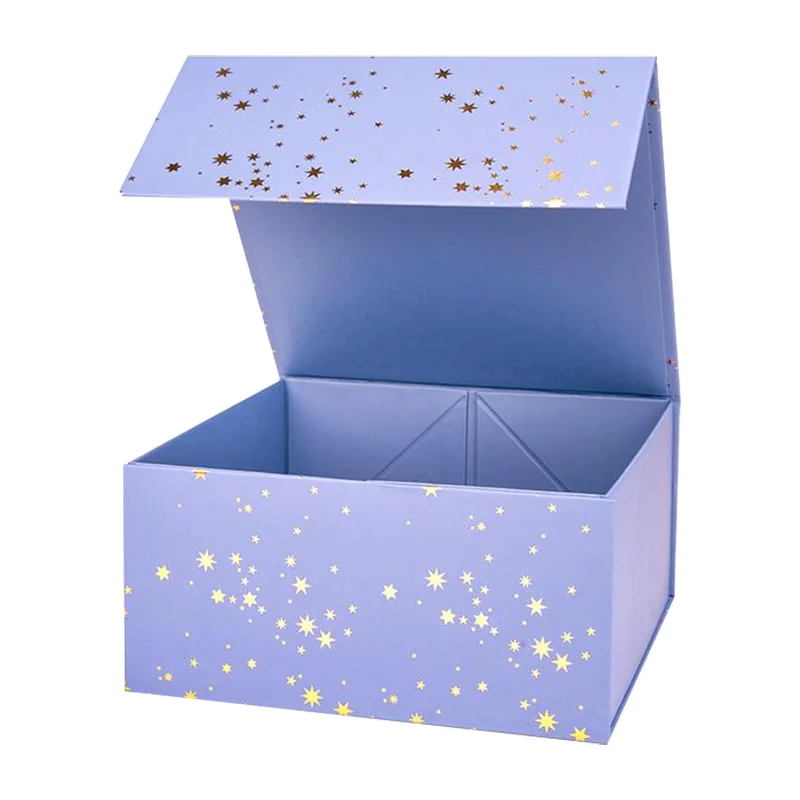 Custom Matte Lamination Gold Foil Stars Collapsible Flower Magnetic Gift Box