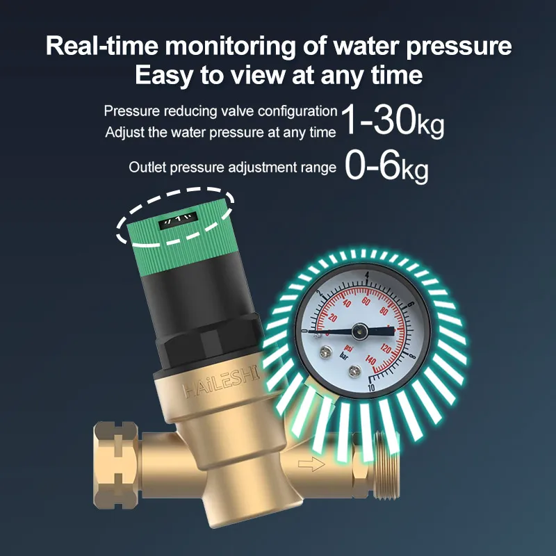 Hight quality Water Pressure Brass Lead-free Adjustable Water Pressure Regulator with Gauge