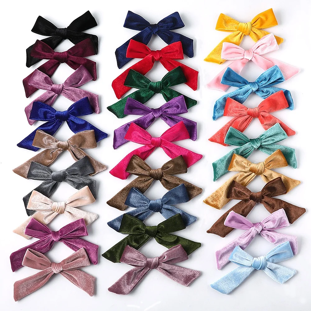 
2020 New style Korean velvet bow tie clip bow hair clips Handmade Bow-knot Hairpins Headwear for kids 