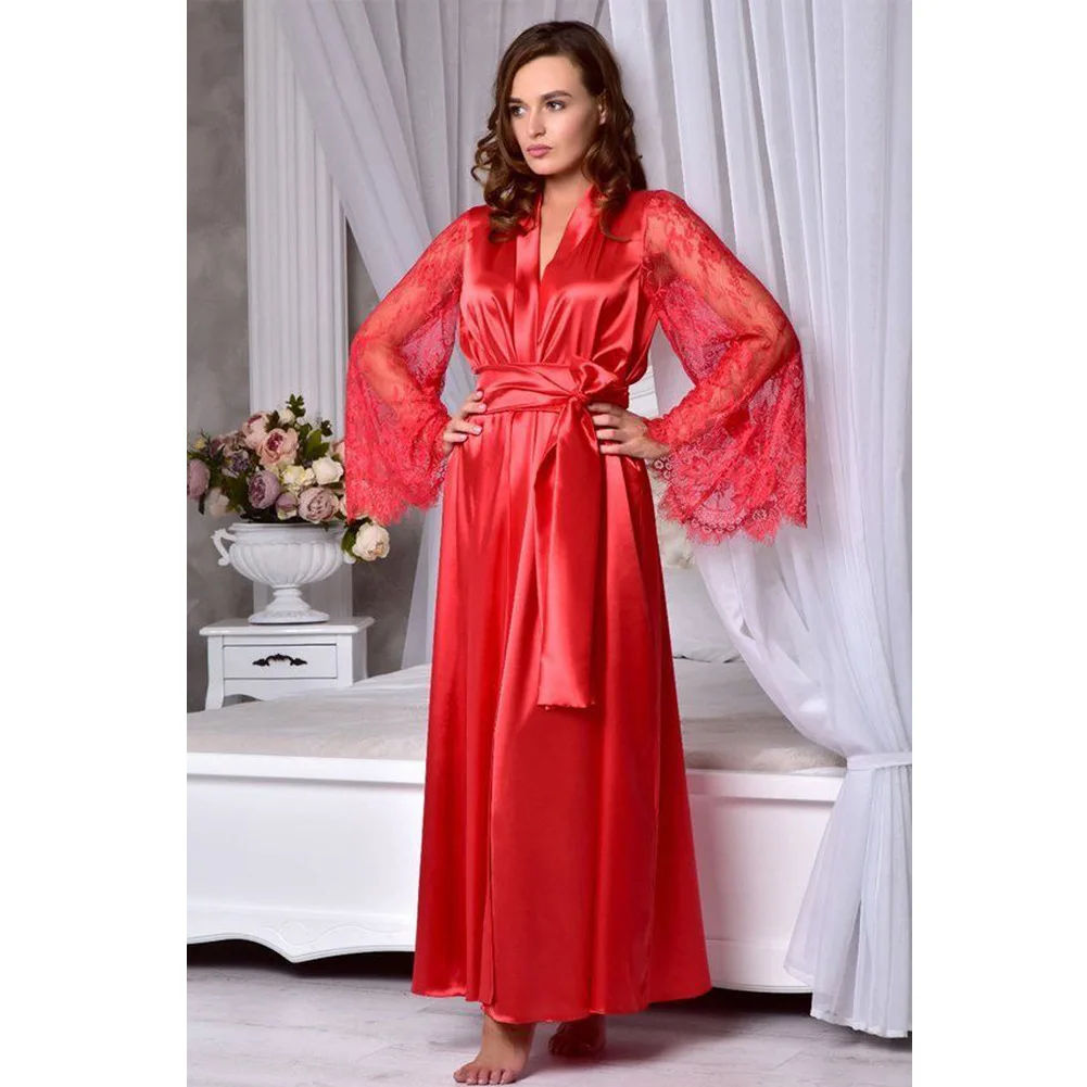 wholesale factory direct sales European and American sexy underwear lady sexy silk large size pajamas women Robe